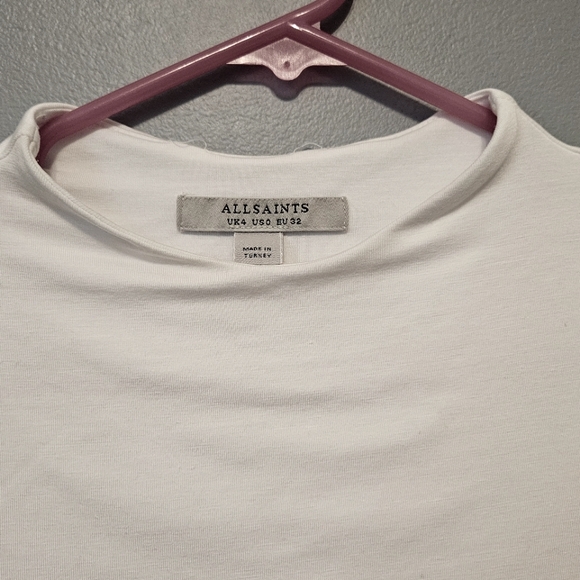 All Saints white drawstring ruched long sleeve shirt top size 40 xs / small S - Picture 3 of 5